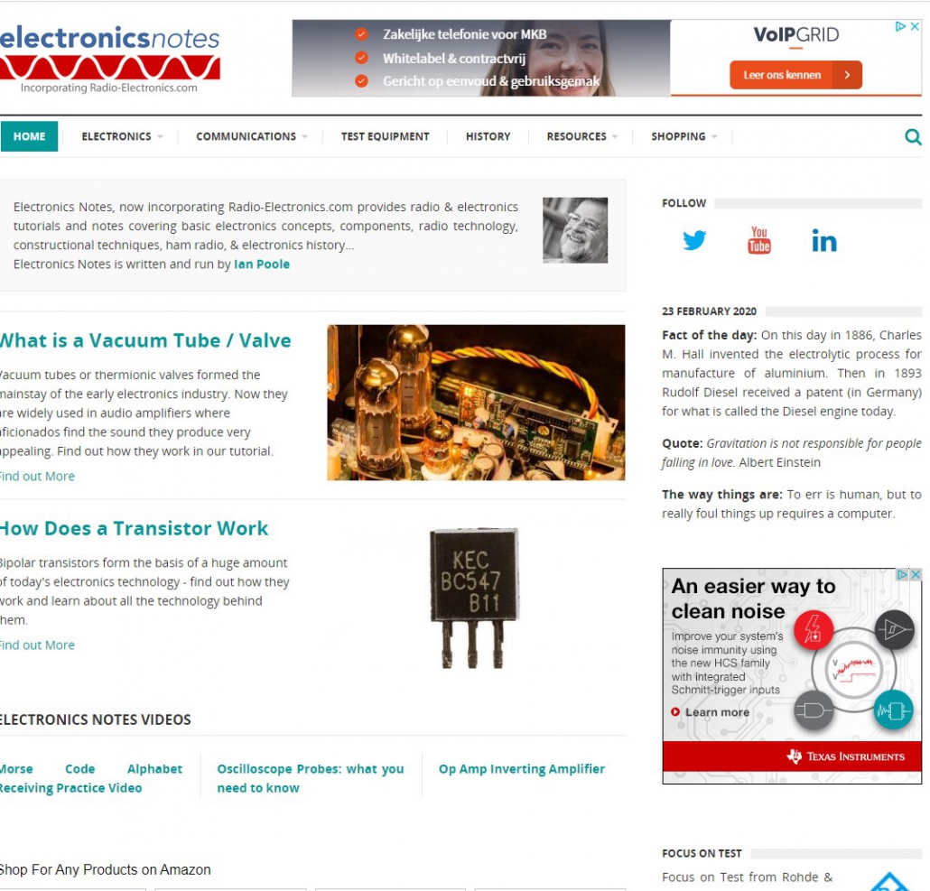 Screenshot van electronics-notes.com